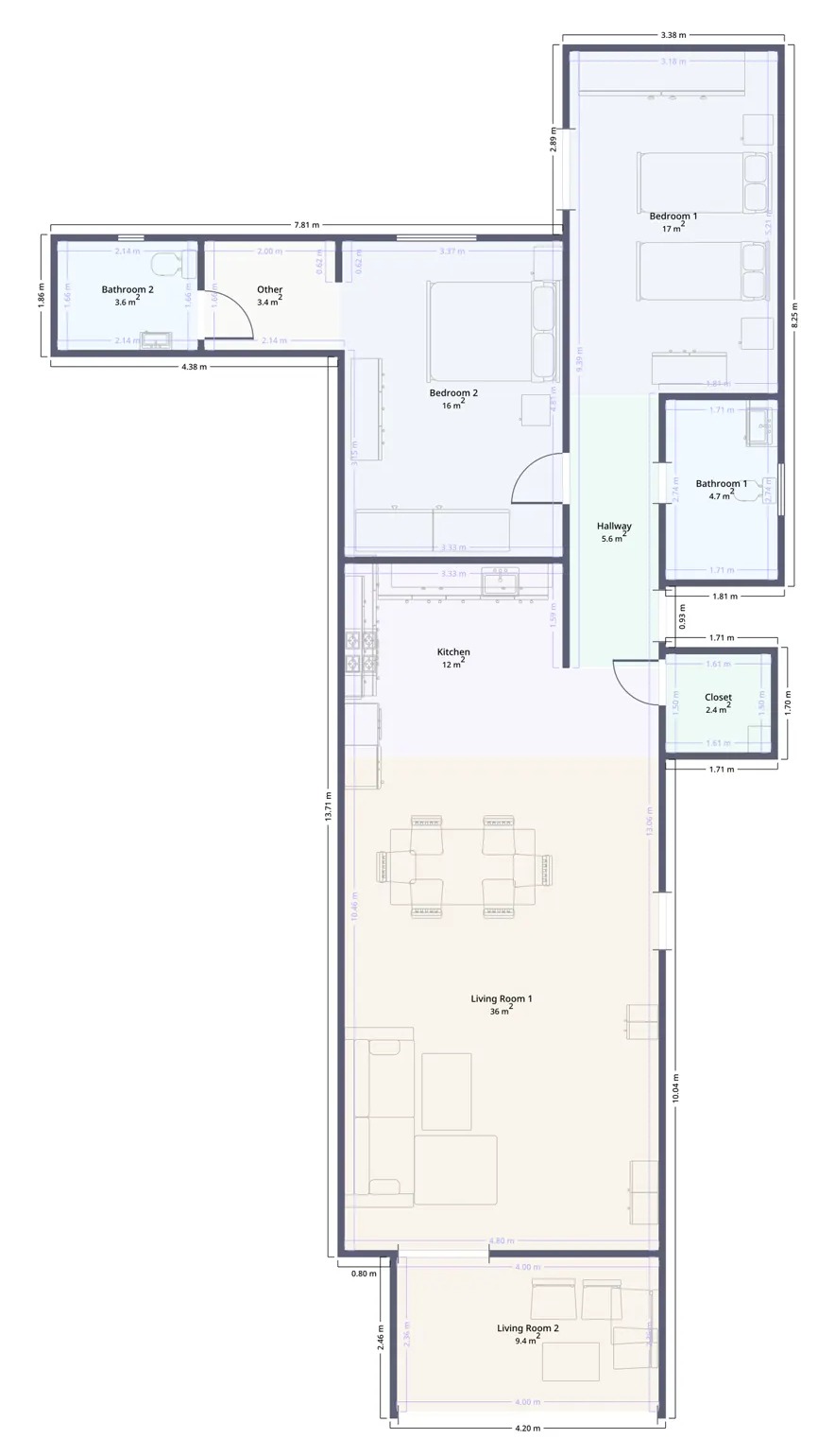 Floor plan of Wren Valley Suites, Two-bedroom flat